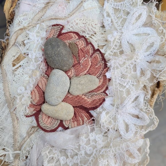 Art Journal Pray Yoga Vintage Lace Tapestry Nature Drawing Book Handmade OOAK - Picture 9 of 11